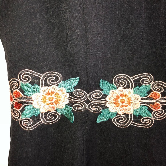 Black Romper with Floral Detail - Picture 3 of 5